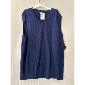 Jeffrey Banks Sweater Vest Mens Large Navy Blue Classic Work Everyday Look New